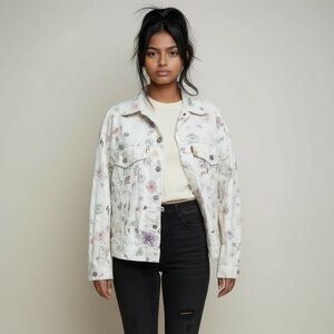 Levi's White Trucker Denim Jean Jacket All Over Print Floral size small
